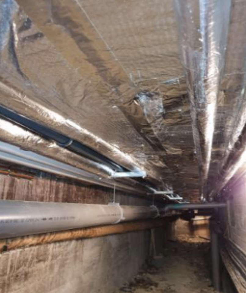 Réseaux calorifugés en vide sanitaire